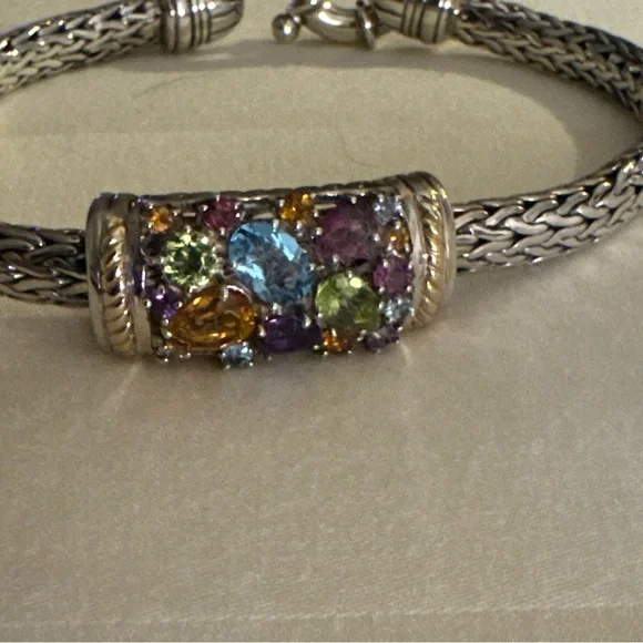Effy Multicolor Gemstone Silver Bracelet with Gold Accents - Picture 2 of 11